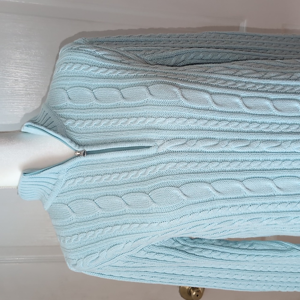 Croft & Barrow Cable Knit 1/4 Zip Mock Neck Pullover Sweater. Size Large - Picture 2 of 11